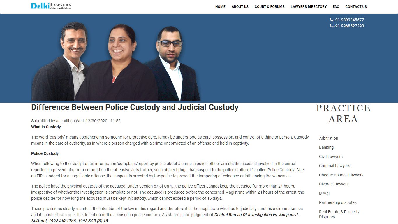 Difference Between Police Custody and Judicial Custody