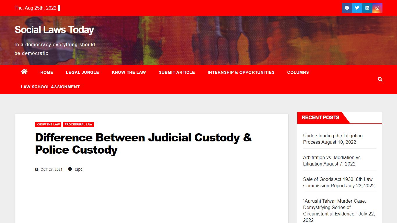 Difference Between Judicial Custody & Police Custody